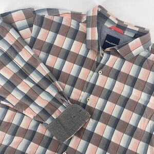 Tommy Bahama Men's‎ Plaid Button Down Shirt Casual Cotton Pink Gray Blue XL